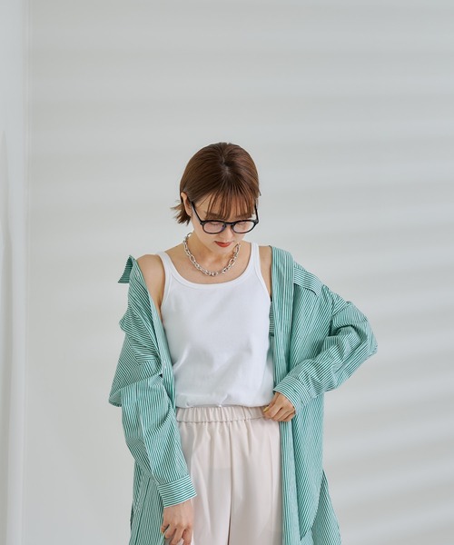 DouDou（ドゥドゥ）の「リブタンク（Tシャツ/カットソー・レディース・オフホワイト/グレイッシュベージュ/ブラック・FREE）」の18枚目の写真