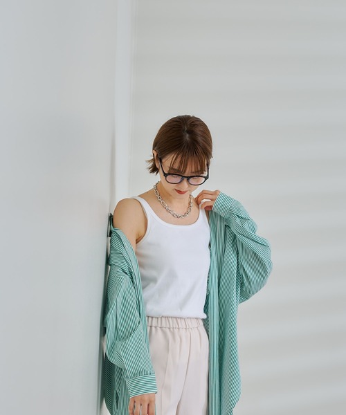 DouDou（ドゥドゥ）の「リブタンク（Tシャツ/カットソー・レディース・オフホワイト/グレイッシュベージュ/ブラック・FREE）」の19枚目の写真