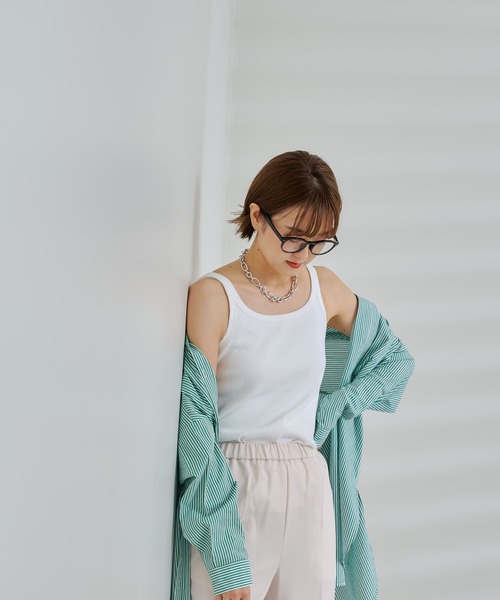 DouDou（ドゥドゥ）の「リブタンク（Tシャツ/カットソー・レディース・オフホワイト/グレイッシュベージュ/ブラック・FREE）」の20枚目の写真