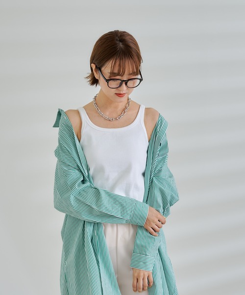 DouDou（ドゥドゥ）の「リブタンク（Tシャツ/カットソー・レディース・オフホワイト/グレイッシュベージュ/ブラック・FREE）」の22枚目の写真