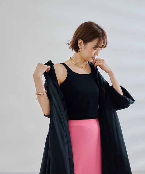 DouDou（ドゥドゥ）の「リブタンク（Tシャツ/カットソー・レディース・オフホワイト/グレイッシュベージュ/ブラック・FREE）」の11枚目の写真