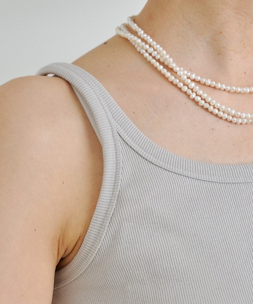 DouDou（ドゥドゥ）の「リブタンク（Tシャツ/カットソー・レディース・オフホワイト/グレイッシュベージュ/ブラック・FREE）」の15枚目の写真