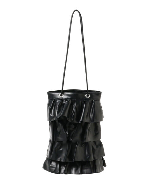 B:MING by BEAMS（ビーミングバイビームス）の「Casselini / フリル バッグ（トートバッグ・レディース・ブラック/ベージュ・ONE SIZE）」の2枚目の写真