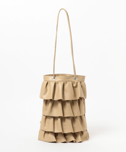 B:MING by BEAMS（ビーミングバイビームス）の「Casselini / フリル バッグ（トートバッグ・レディース・ブラック/ベージュ・ONE SIZE）」の5枚目の写真