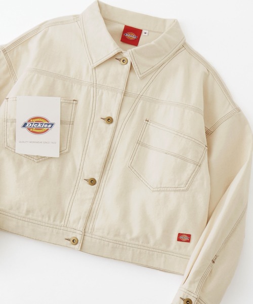 Dickies(ディッキーズ)の「Dickies/ディッキーズ コットンツイル ドロスト バックボタンワークジャケット(ミリタリージャケット・レディース・カーキ/オフホワイト/ブラック・M/L)」の2枚目の写真