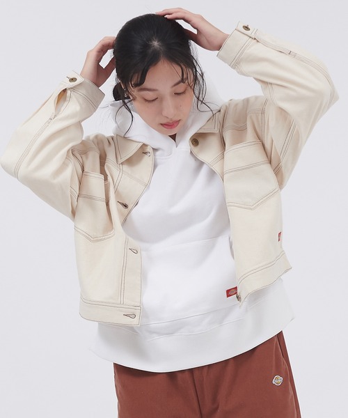 Dickies(ディッキーズ)の「Dickies/ディッキーズ コットンツイル ドロスト バックボタンワークジャケット(ミリタリージャケット・レディース・カーキ/オフホワイト/ブラック・M/L)」の5枚目の写真