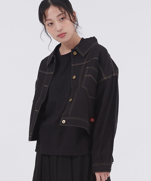 Dickies(ディッキーズ)の「Dickies/ディッキーズ コットンツイル ドロスト バックボタンワークジャケット(ミリタリージャケット・レディース・カーキ/オフホワイト/ブラック・M/L)」の9枚目の写真