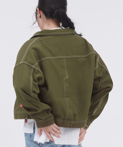 Dickies(ディッキーズ)の「Dickies/ディッキーズ コットンツイル ドロスト バックボタンワークジャケット(ミリタリージャケット・レディース・カーキ/オフホワイト/ブラック・M/L)」の15枚目の写真
