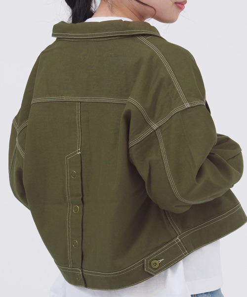 Dickies(ディッキーズ)の「Dickies/ディッキーズ コットンツイル ドロスト バックボタンワークジャケット(ミリタリージャケット・レディース・カーキ/オフホワイト/ブラック・M/L)」の14枚目の写真