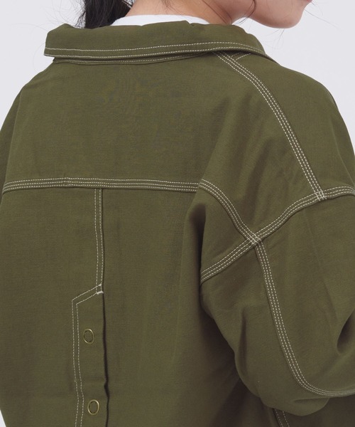 Dickies(ディッキーズ)の「Dickies/ディッキーズ コットンツイル ドロスト バックボタンワークジャケット(ミリタリージャケット・レディース・カーキ/オフホワイト/ブラック・M/L)」の21枚目の写真