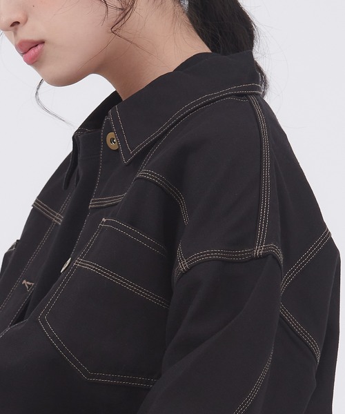 Dickies(ディッキーズ)の「Dickies/ディッキーズ コットンツイル ドロスト バックボタンワークジャケット(ミリタリージャケット・レディース・カーキ/オフホワイト/ブラック・M/L)」の20枚目の写真