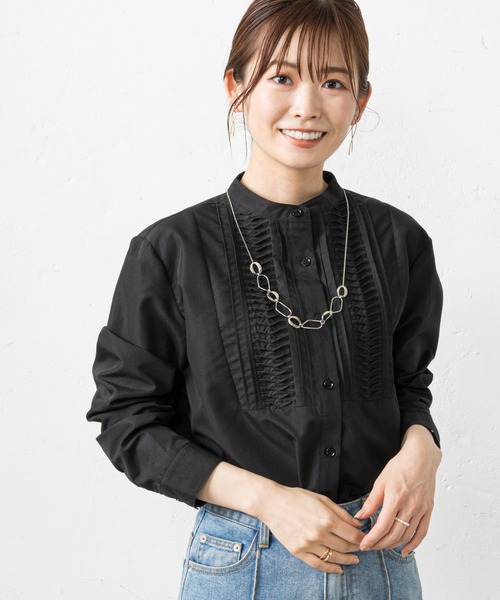 prose verse（プロズヴェール）の「フロントタックドレスシャツ（シャツ/ブラウス・レディース・オフホワイト/ブラック・MEDIUM）」の2枚目の写真