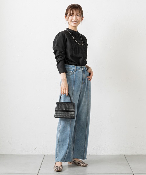 prose verse（プロズヴェール）の「フロントタックドレスシャツ（シャツ/ブラウス・レディース・オフホワイト/ブラック・MEDIUM）」の9枚目の写真