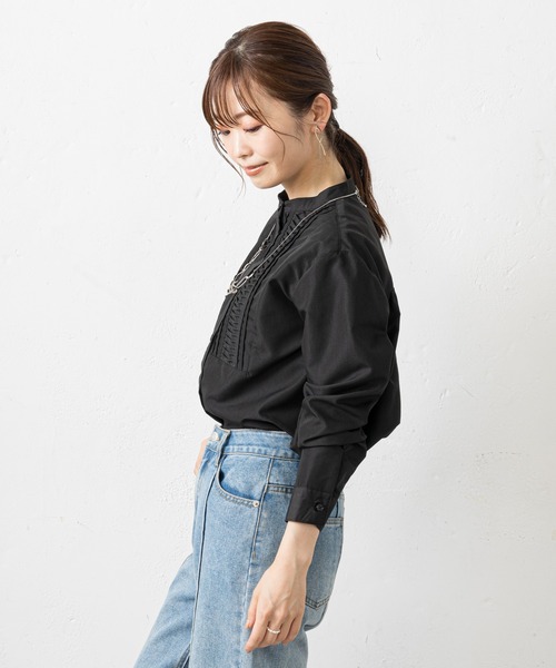 prose verse（プロズヴェール）の「フロントタックドレスシャツ（シャツ/ブラウス・レディース・オフホワイト/ブラック・MEDIUM）」の6枚目の写真