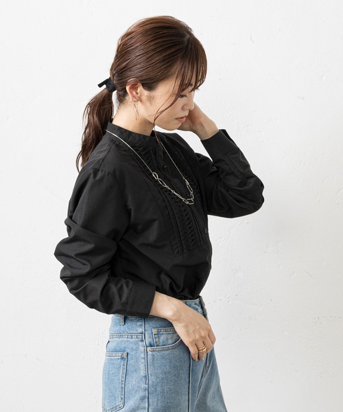 prose verse（プロズヴェール）の「フロントタックドレスシャツ（シャツ/ブラウス・レディース・オフホワイト/ブラック・MEDIUM）」の10枚目の写真