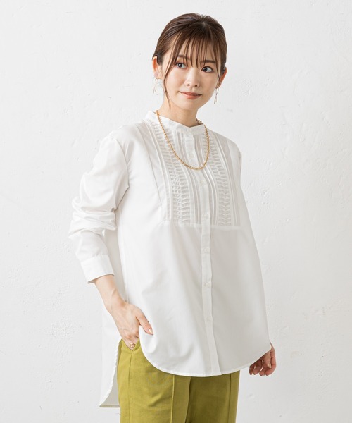 prose verse（プロズヴェール）の「フロントタックドレスシャツ（シャツ/ブラウス・レディース・オフホワイト/ブラック・MEDIUM）」の7枚目の写真