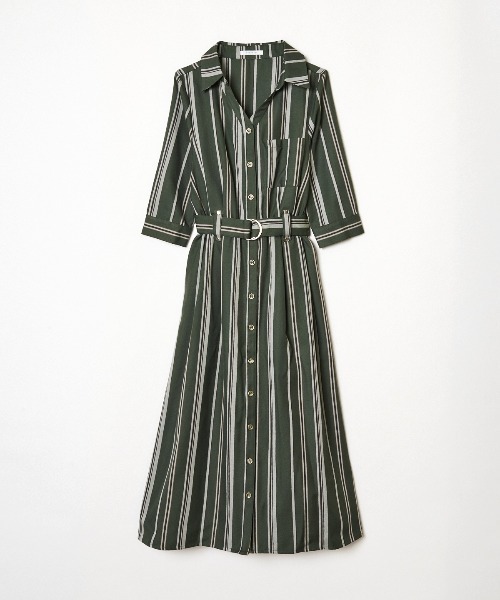 送料無料 Kastane カスタネ の 切替ストライプロングワンピース ワンピース クリアランスバーゲン 期間限定開催