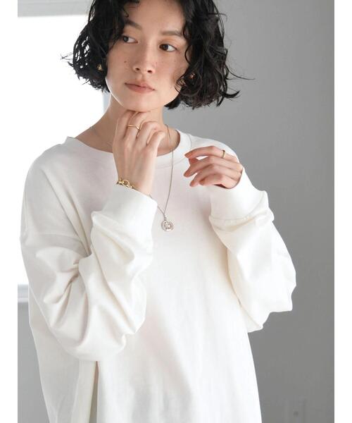 AMERICAN HOLIC（アメリカンホリック）の「サイドスリットカットチュニック（Tシャツ/カットソー・レディース・オフホワイト/ブラック/マスタード/モカ・L/M）」の7枚目の写真