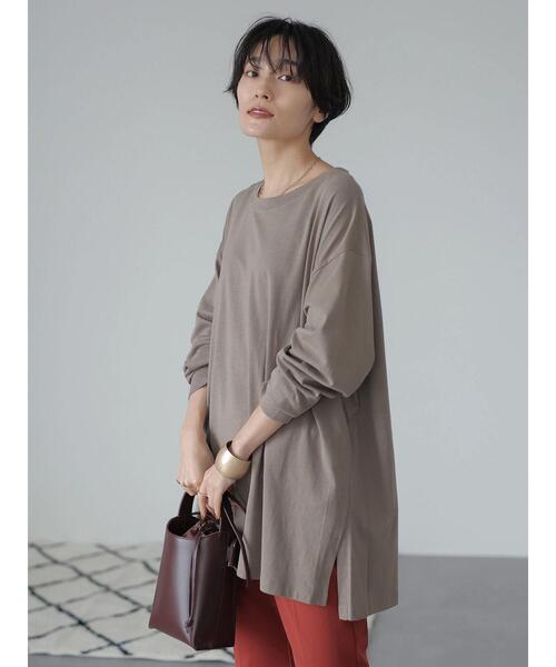 AMERICAN HOLIC（アメリカンホリック）の「サイドスリットカットチュニック（Tシャツ/カットソー・レディース・オフホワイト/ブラック/マスタード/モカ・L/M）」の11枚目の写真