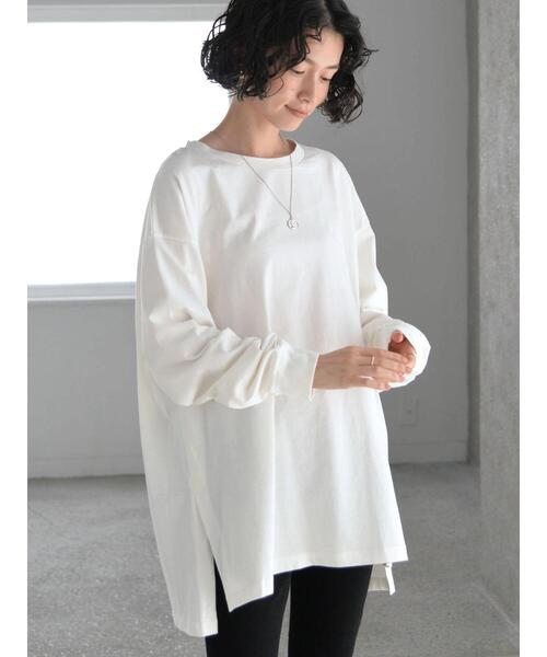 AMERICAN HOLIC（アメリカンホリック）の「サイドスリットカットチュニック（Tシャツ/カットソー・レディース・オフホワイト/ブラック/マスタード/モカ・L/M）」の13枚目の写真