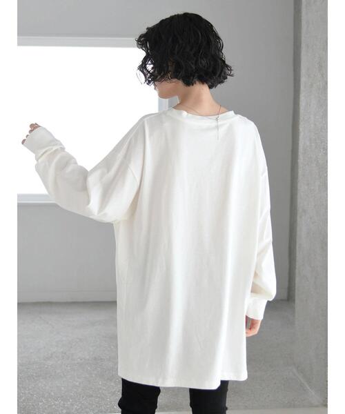 AMERICAN HOLIC（アメリカンホリック）の「サイドスリットカットチュニック（Tシャツ/カットソー・レディース・オフホワイト/ブラック/マスタード/モカ・L/M）」の16枚目の写真