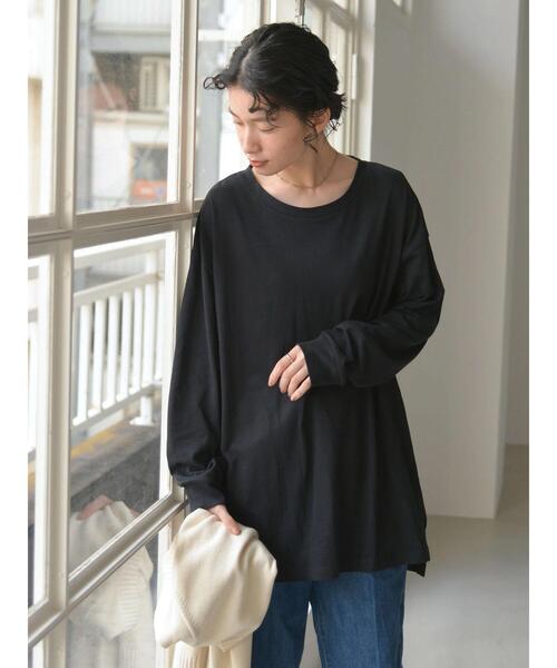 AMERICAN HOLIC（アメリカンホリック）の「サイドスリットカットチュニック（Tシャツ/カットソー・レディース・オフホワイト/ブラック/マスタード/モカ・L/M）」の20枚目の写真