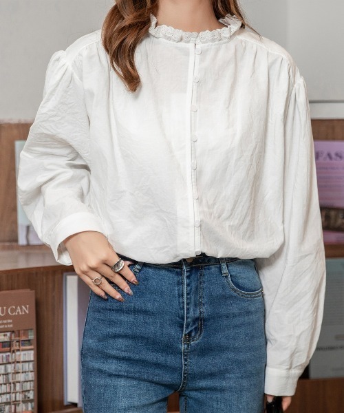 DAY CLOSET(デイ クローゼット)の「レディース レトロフリルハイネックブラウス(シャツ/ブラウス・レディース・ホワイト/ブラック/ベージュ・ONE SIZE)」の15枚目の写真