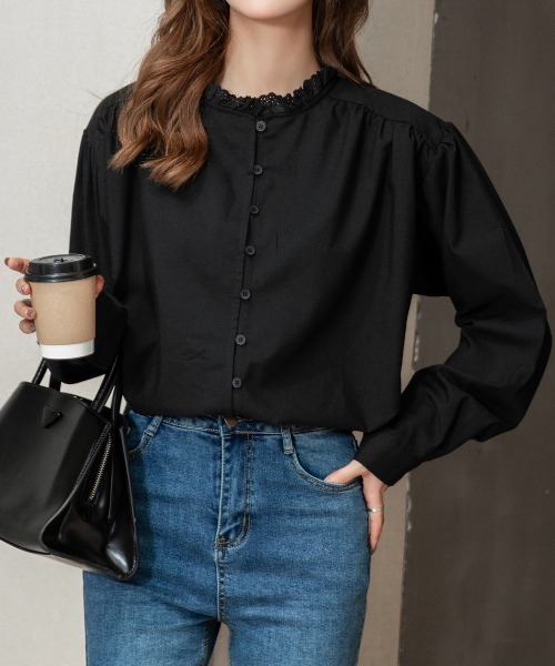 DAY CLOSET(デイ クローゼット)の「レディース レトロフリルハイネックブラウス(シャツ/ブラウス・レディース・ホワイト/ブラック/ベージュ・ONE SIZE)」の9枚目の写真