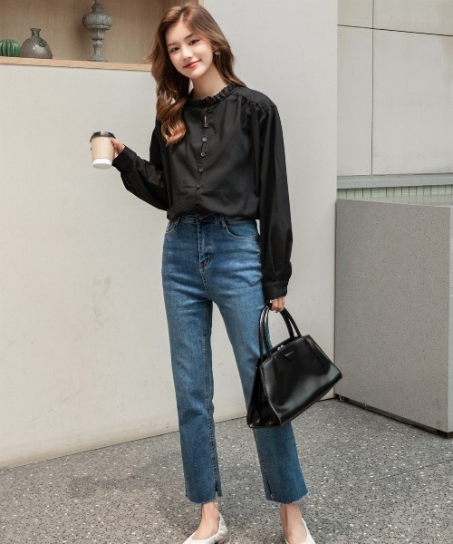 DAY CLOSET(デイ クローゼット)の「レディース レトロフリルハイネックブラウス(シャツ/ブラウス・レディース・ホワイト/ブラック/ベージュ・ONE SIZE)」の16枚目の写真