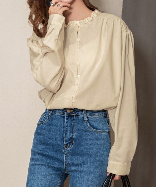 DAY CLOSET(デイ クローゼット)の「レディース レトロフリルハイネックブラウス(シャツ/ブラウス・レディース・ホワイト/ブラック/ベージュ・ONE SIZE)」の14枚目の写真
