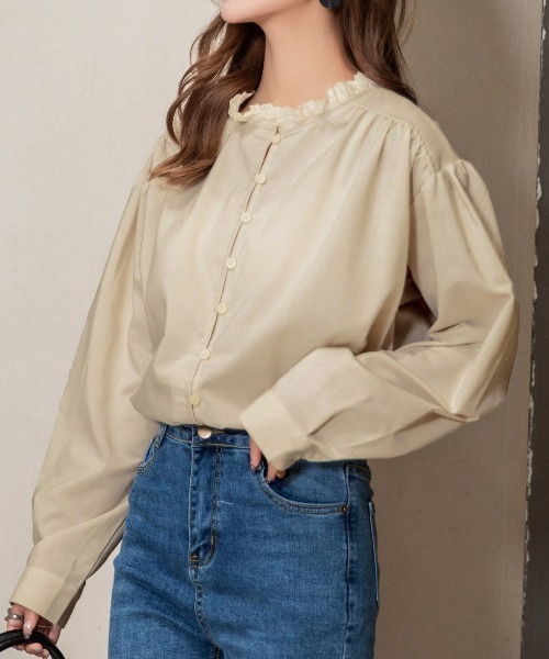 DAY CLOSET(デイ クローゼット)の「レディース レトロフリルハイネックブラウス(シャツ/ブラウス・レディース・ホワイト/ブラック/ベージュ・ONE SIZE)」の12枚目の写真