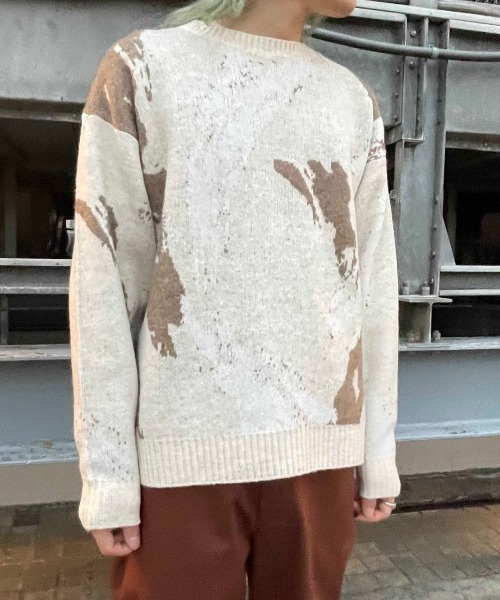 A4A(エーフォーエー)の「A4A/エーフォーエー/ペイントニット(ニット/セーター・メンズ・ブラック/ベージュ・FREE)」の2枚目の写真