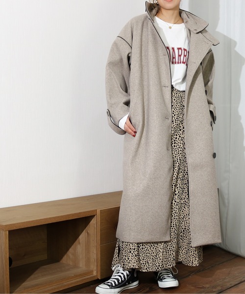 Per sist ence（パーシエンス）の「Per sist ence/パーシエンス　ウールライク　2WAYパイピングコート（その他アウター・レディース・モカ/アイボリー/ブラック・FREE）」の17枚目の写真