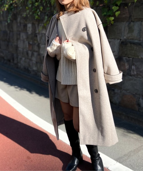 Per sist ence（パーシエンス）の「Per sist ence/パーシエンス　ウールライク　2WAYパイピングコート（その他アウター・レディース・モカ/アイボリー/ブラック・FREE）」の20枚目の写真