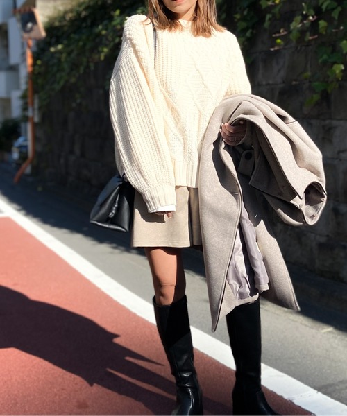 Per sist ence（パーシエンス）の「Per sist ence/パーシエンス　ウールライク　2WAYパイピングコート（その他アウター・レディース・モカ/アイボリー/ブラック・FREE）」の18枚目の写真