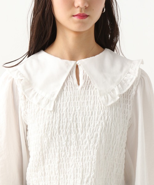 repipi armario（レピピ アルマリオ）の「フリル襟シャーリングブラウス（シャツ/ブラウス・キッズ・ブラウン系その他/ホワイト・MEDIUM/SMALL/LARGE）」の20枚目の写真