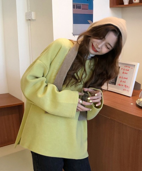 Girly Doll（ガーリードール）の「ヘンリーネックレーナー（スウェット・レディース・イエロー/グリーン・FREE）」の13枚目の写真