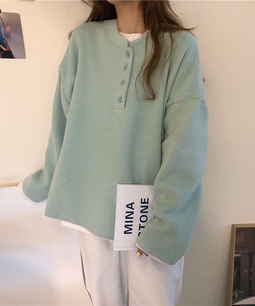 Girly Doll（ガーリードール）の「ヘンリーネックレーナー（スウェット・レディース・イエロー/グリーン・FREE）」の15枚目の写真