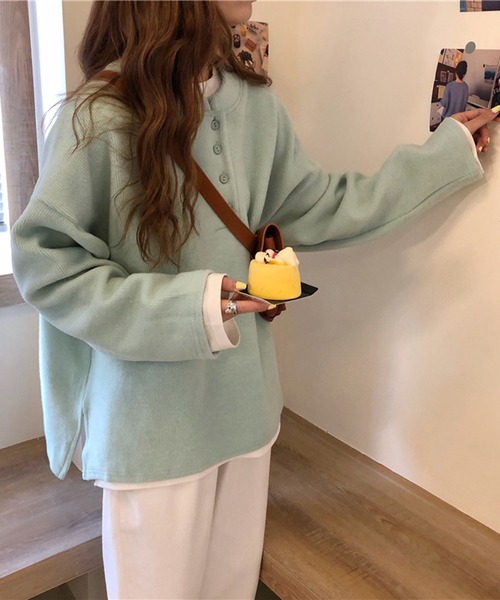 Girly Doll（ガーリードール）の「ヘンリーネックレーナー（スウェット・レディース・イエロー/グリーン・FREE）」の17枚目の写真