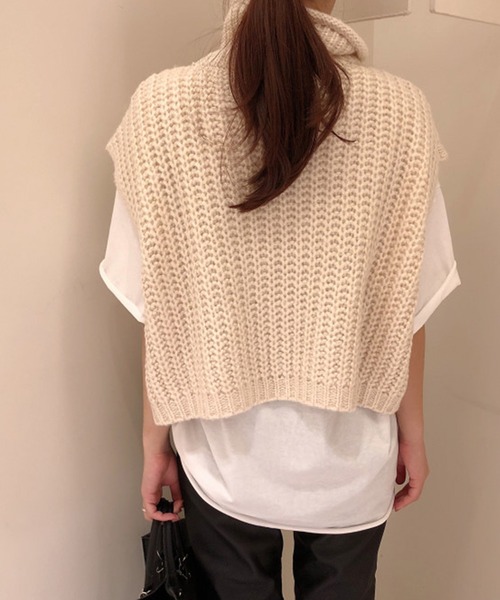 VitaFelice（ヴィータフェリーチェ）の「ケーブルニットベスト（ベスト・レディース・オレンジ/ベージュ系その他/ブラック/ブルー・FREE）」の11枚目の写真