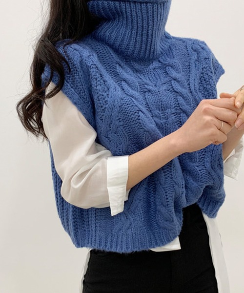 VitaFelice（ヴィータフェリーチェ）の「ケーブルニットベスト（ベスト・レディース・オレンジ/ベージュ系その他/ブラック/ブルー・FREE）」の20枚目の写真