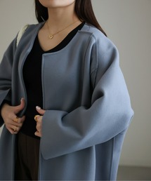 sakishimatokyo | ボリュームノーカラーロングコート(ノーカラーコート)