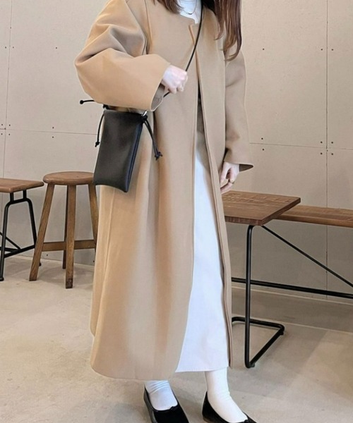 マルニ キャメルノーカラーコート 美品 38 マルニ キャメルノーカラー