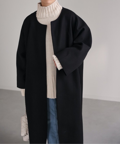 22A/W ショールカラーロングコート/ジャケット　ノマド期 自由に生きるノマドへの憧れ 縮絨と色をまとった「コム デ