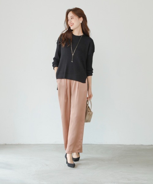 M.deux(エムドゥ)の「サテンワイドパンツ(その他パンツ・レディース・オフホワイト/モカ・MEDIUM)」の13枚目の写真