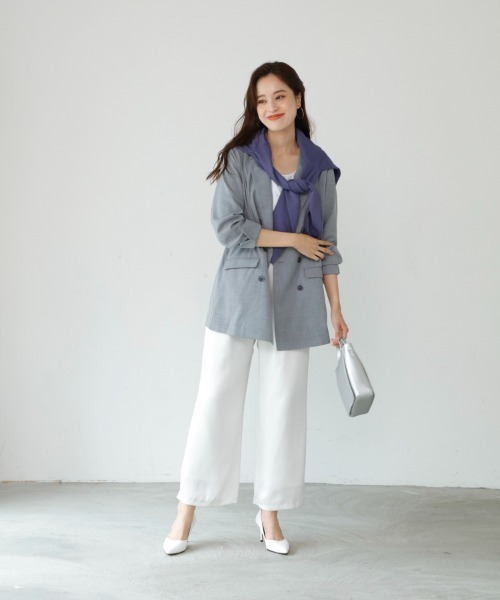 M.deux(エムドゥ)の「サテンワイドパンツ(その他パンツ・レディース・オフホワイト/モカ・MEDIUM)」の5枚目の写真