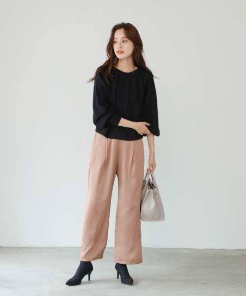 M.deux(エムドゥ)の「サテンワイドパンツ(その他パンツ・レディース・オフホワイト/モカ・MEDIUM)」の11枚目の写真