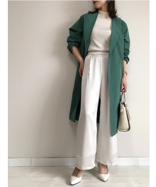 M.deux(エムドゥ)の「サテンワイドパンツ(その他パンツ・レディース・オフホワイト/モカ・MEDIUM)」の22枚目の写真