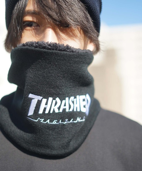 THRASHER（スラッシャー）の「HOMETOWN emb NECK WARMER/スラッシャーネックウォーマー（ネックウォーマー/スヌード・メンズ・グレー/ブラック×ブラック/ブラック×ホワイト・FREE）」の7枚目の写真