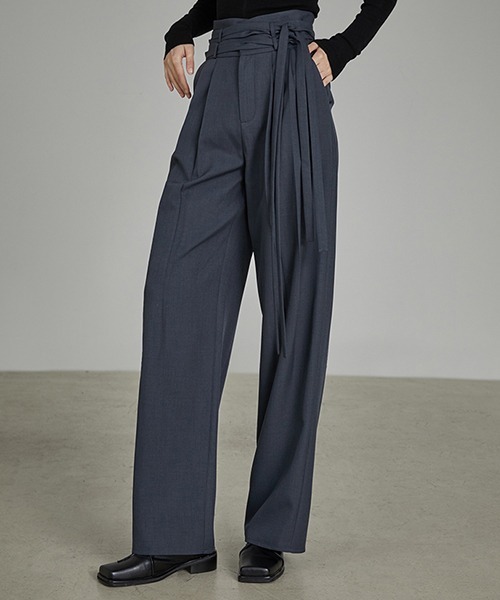 UNSPOKEN(アンスポクン)の「【UNSPOKEN】Double waist belt tuck pants UD21K024(スラックス・レディース・ダークグレー・S/M/L)」の10枚目の写真